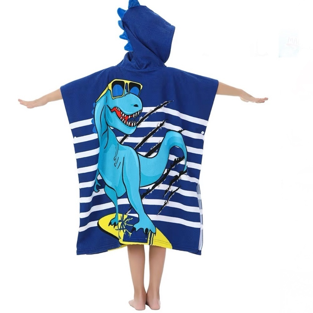 Blue Dinosaur Hooded Towel